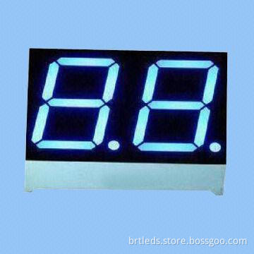 Dual-digit 7 Segment LED Display, 0.50-inch Blue Color, Common Cathode, White Segment and Black Face